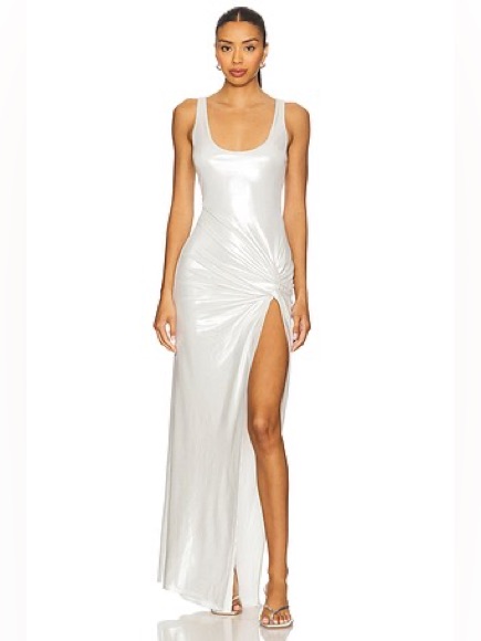 Lovers And Friends Tonya Maxi Dress In White Metallic